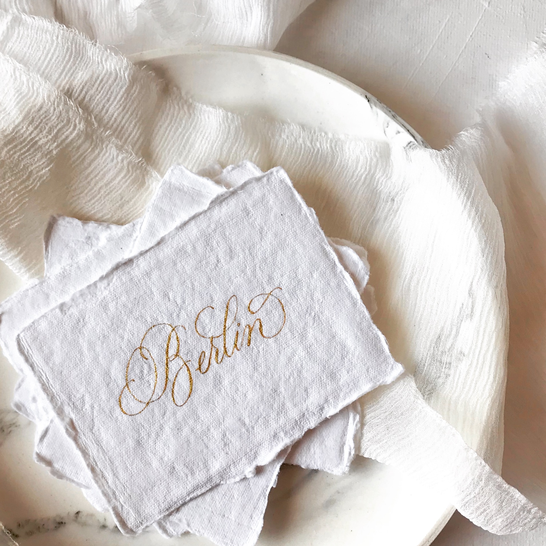 Gold calligraphy labels