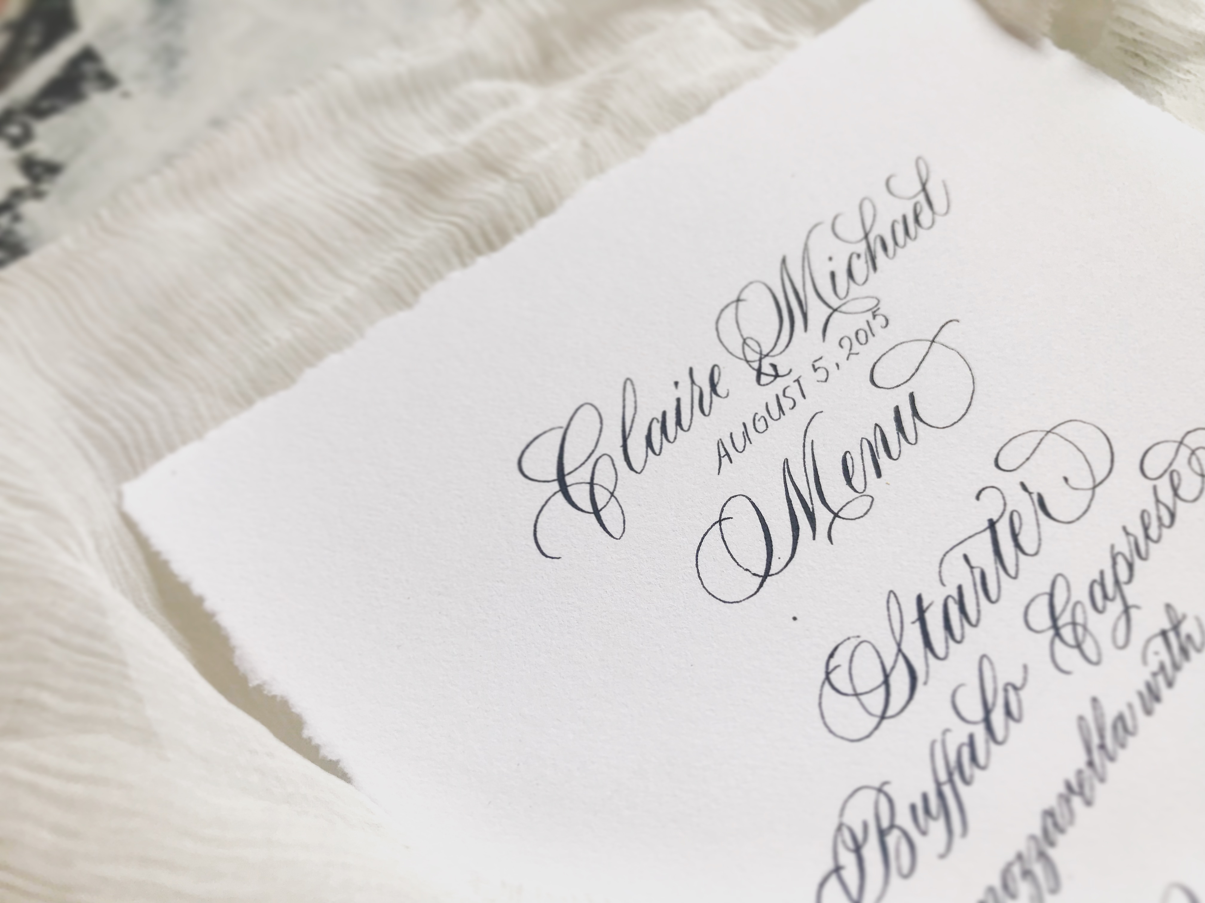 Handwritten event menu